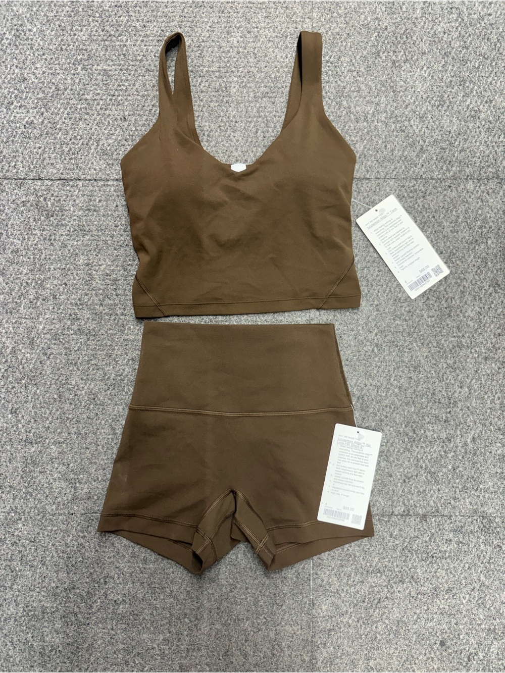 NWT lululemon athletica Brown (walo) Align Tank & Align 4" short Set